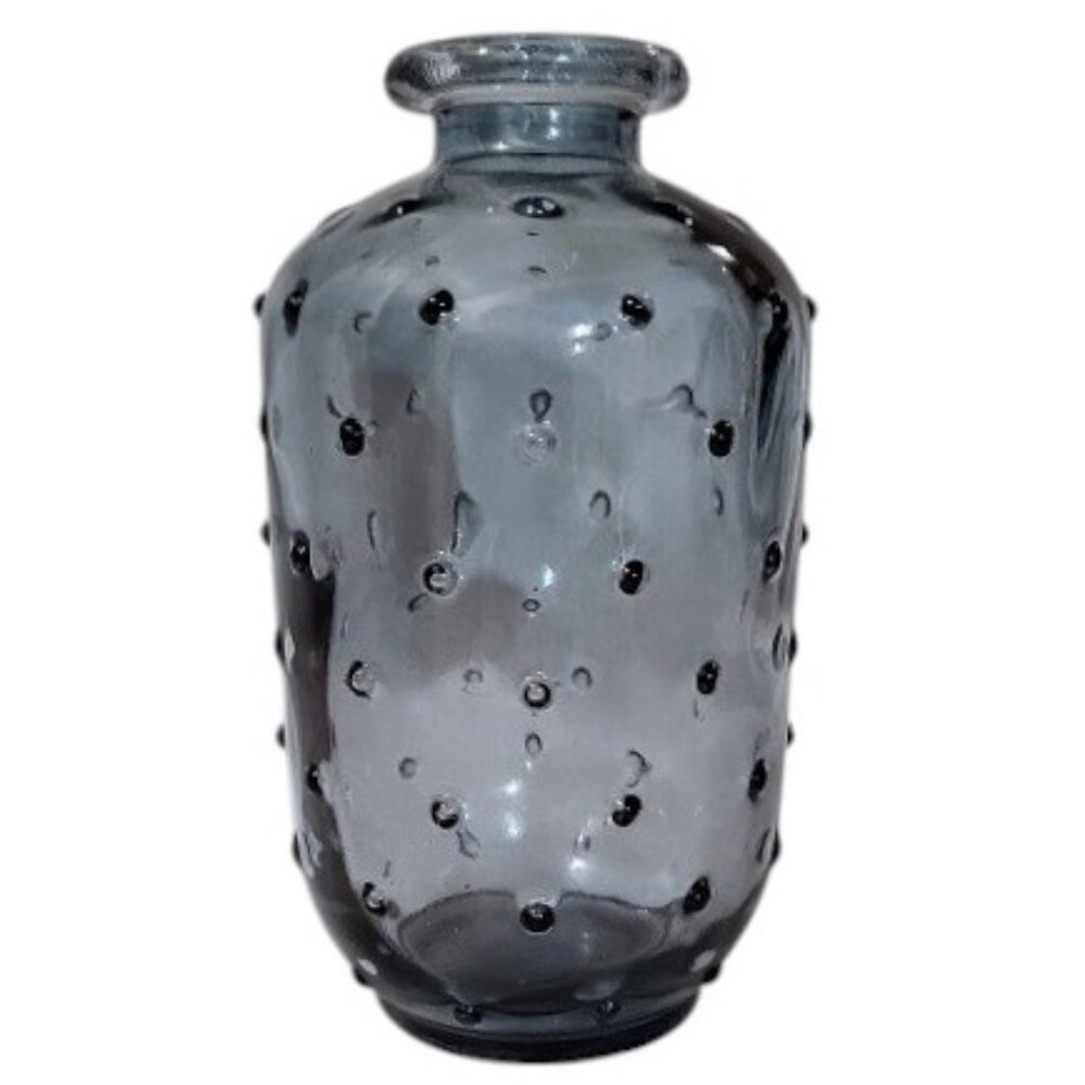 Small Blue Gray Glass Bead Bubble Bud Vase 5 inches Tall